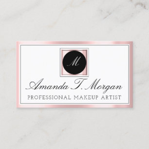 Initials Monogram Event Planner Pink Framed White Business Card