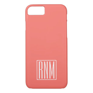 Initials Monogram   White On Coral Case-Mate iPhone Case