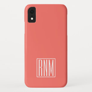 Initials Monogram   White On Coral Case-Mate iPhone Case