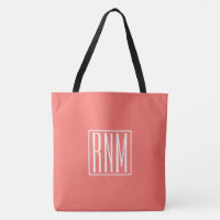 Initials Monogram | White On Coral