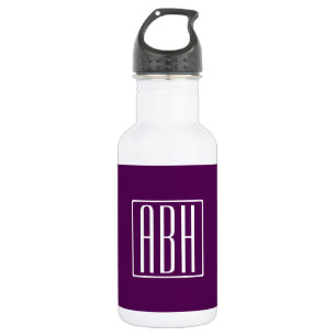 Initials Monogram   White On Deep Purple 532 Ml Water Bottle