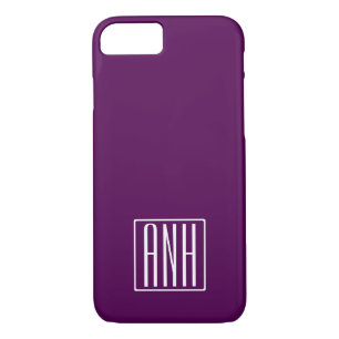 Initials Monogram White On Deep Purple Case-Mate iPhone Case