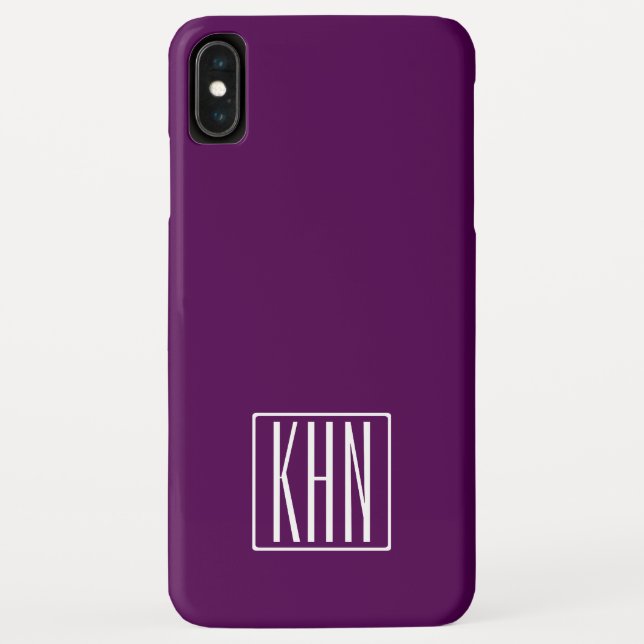 Initials Monogram | White On Deep Purple Case-Mate iPhone Case (Back)