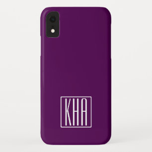 Initials Monogram White On Deep Purple Case-Mate iPhone Case