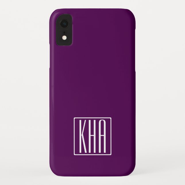 Initials Monogram | White On Deep Purple Case-Mate iPhone Case (Back)