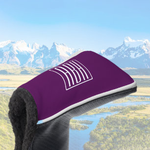 Initials Monogram   White On Deep Purple Golf Head Cover