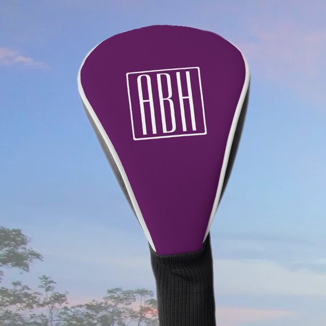 Initials Monogram | White On Deep Purple Golf Head Cover (Creator Uploaded)
