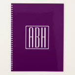 Initials Monogram | White On Deep Purple Planner<br><div class="desc">Upbeat & modern.</div>