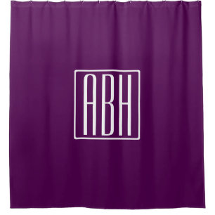 Initials Monogram   White On Deep Purple Shower Curtain