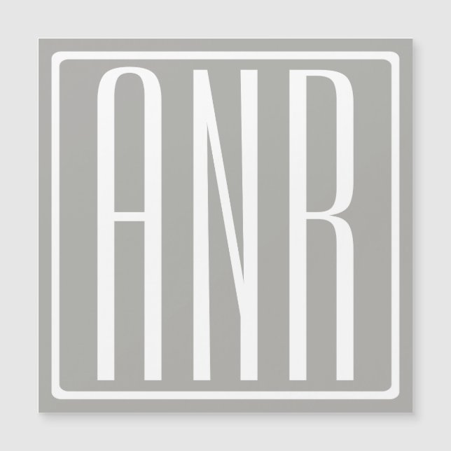 Initials Monogram | White On Light Grey (Front)