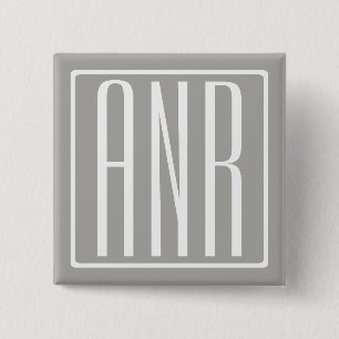 Initials Monogram White On Light Grey 15 Cm Square Badge