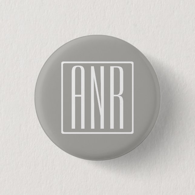 Initials Monogram | White On Light Grey 3 Cm Round Badge (Front)