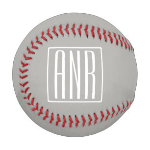 Initials Monogram   White On Light Grey Baseball