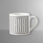 Initials Monogram | White On Light Grey Espresso Cup<br><div class="desc">Classy,  bold & modern.</div>