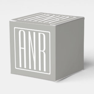 Initials Monogram White On Light Grey Favour Box