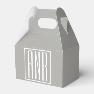 Initials Monogram   White On Light Grey Favour Box