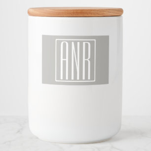 Initials Monogram   White On Light Grey Food Label