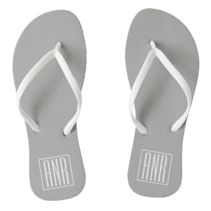 Initials Monogram White On Light Grey Jandals