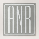 Initials Monogram | White On Light Grey Jigsaw Puzzle<br><div class="desc">Classy,  bold & modern.</div>