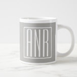 Initials Monogram | White On Light Grey Large Coffee Mug<br><div class="desc">Classy,  bold & modern.</div>