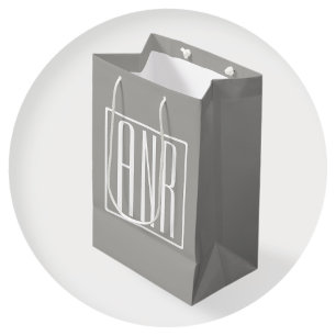 Initials Monogram White On Light Grey Medium Gift Bag