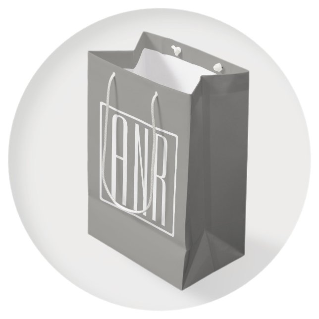 Initials Monogram | White On Light Grey Medium Gift Bag (Creator Uploaded)