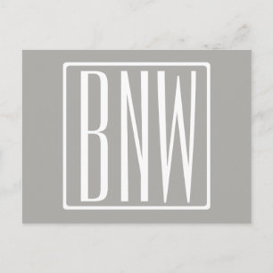 Initials Monogram White On Light Grey Postcard