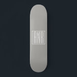 Initials Monogram | White On Light Grey Skateboard<br><div class="desc">Classy,  bold & modern.</div>
