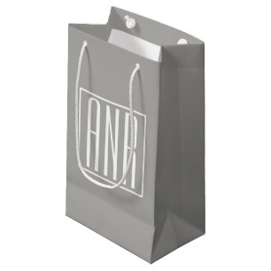 Initials Monogram White On Light Grey Small Gift Bag