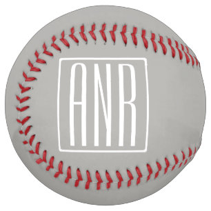 Initials Monogram   White On Light Grey Softball