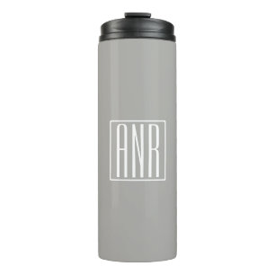 Initials Monogram White On Light Grey Thermal Tumbler