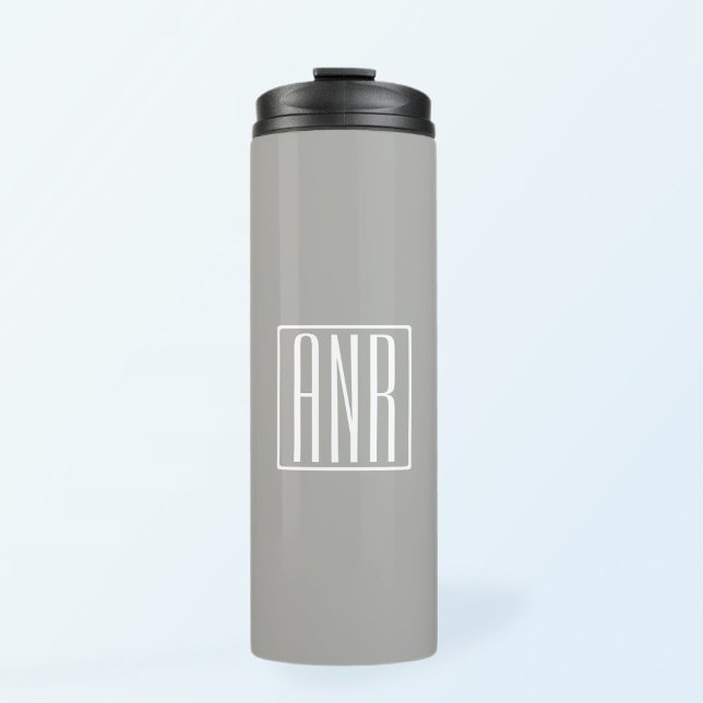 Initials Monogram | White On Light Grey Thermal Tumbler (Creator Uploaded)