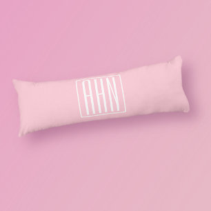 Initials Monogram   White On Light Pink Body Cushion