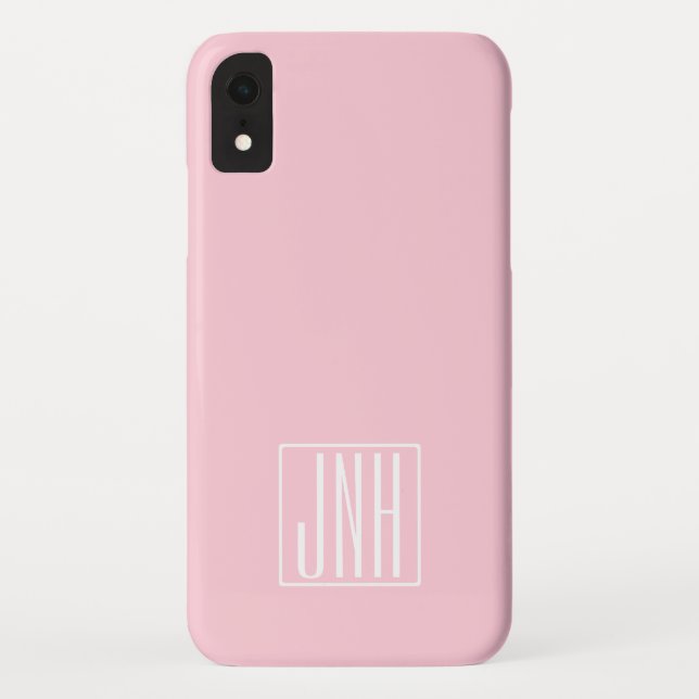 Initials Monogram | White On Light Pink Case-Mate iPhone Case (Back)