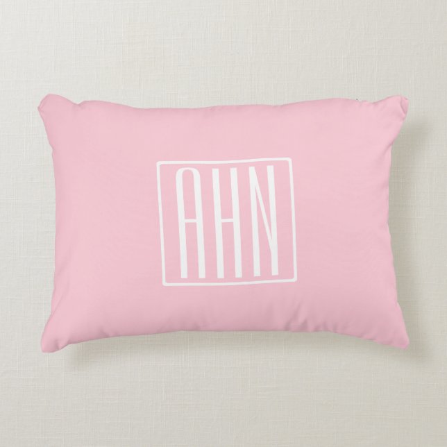 Initials Monogram | White On Light Pink Decorative Cushion (Front)