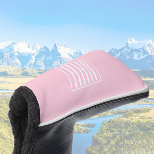 Initials Monogram   White On Light Pink Golf Head Cover