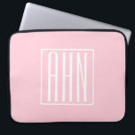 Initials Monogram | White On Light Pink Laptop Sleeve<br><div class="desc">Soft light pink with your custom monogram...  upbeat & modern.</div>
