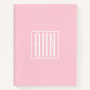 Initials Monogram   White On Light Pink Notebook