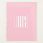 Initials Monogram | White On Light Pink Planner<br><div class="desc">Soft light pink with your custom monogram...  upbeat & modern.</div>