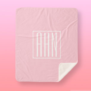 Initials Monogram   White On Light Pink Sherpa Blanket