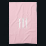 Initials Monogram | White On Light Pink Tea Towel<br><div class="desc">Soft light pink with your custom monogram...  upbeat & modern.</div>
