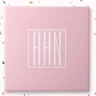 Initials Monogram White On Light Pink Tile