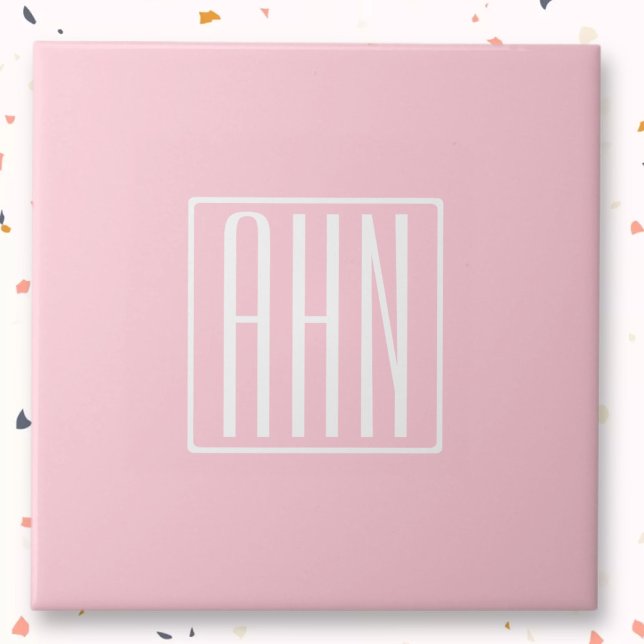 Initials Monogram | White On Light Pink Tile (Creator Uploaded)
