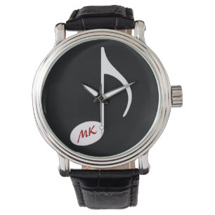initials music note hour watch