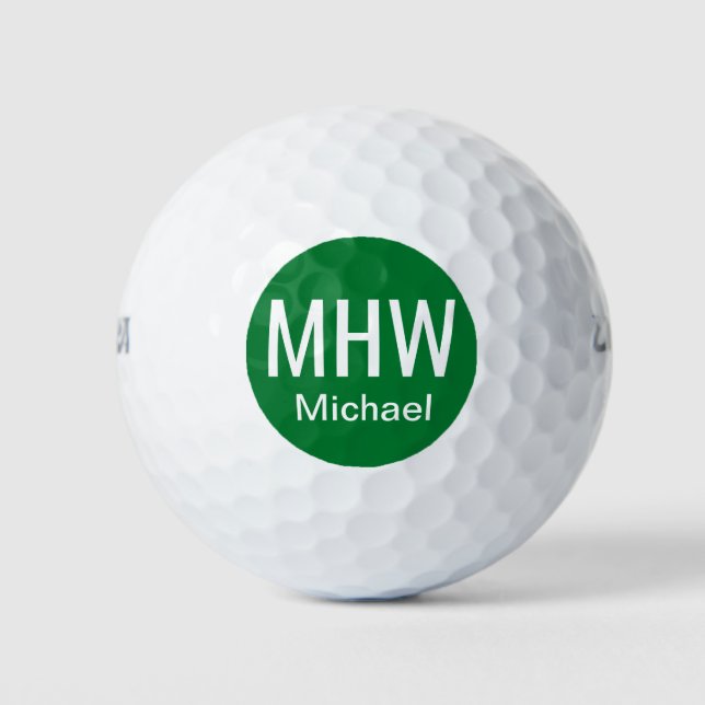 Initials Name Green Golf Balls (Front)