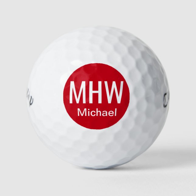 Initials Name Red Golf Balls (Front)