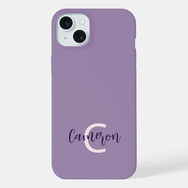 Initials Name Sophisticated Solid Violet iPhone Case (Back)