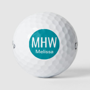 Initials Name Teal Golf Balls