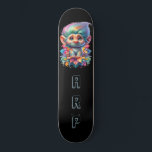 *~* Initials Neon Hair Rainbow Troll AP89 Skateboard<br><div class="desc">(Search code AP89 for Troll items and AP88 for mediaeval theme items ) Easily Transfer to other Zazzle Products. BLACK background Skateboard. The bright and oh so happy NEON Rainbow colours just pop the TROLL images and LETTERS. Customise / Personalise your INITIALS / MONOGRAM. Whimsical and very Adorable Cute funny...</div>