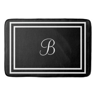 Initials or name black bathmat